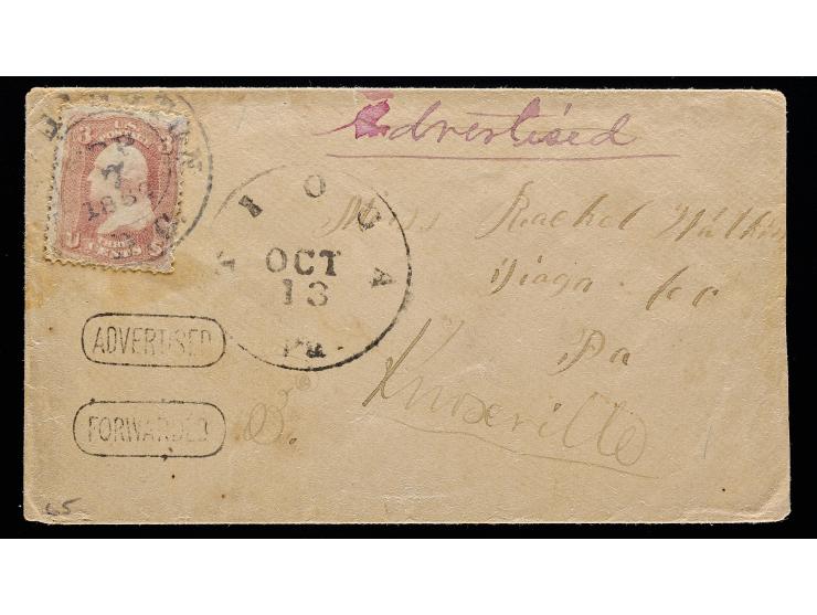 #65 3c Rose Tied on Advertised and Forwarded Cover