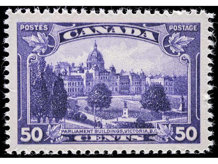 Canada #226 1935 50c Parliament Buildings in Victoria B.C., Unused, NH