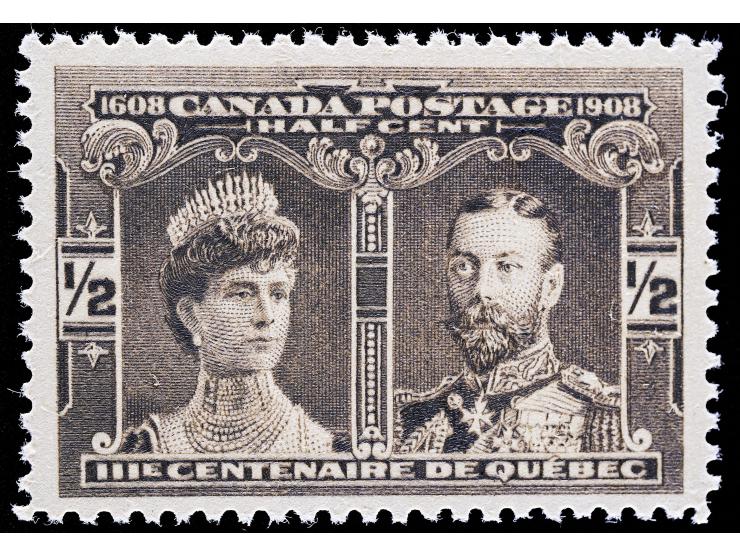 Canada #96 1908 1/2c Black Brown Quebec Tercentenary, Unused, NH