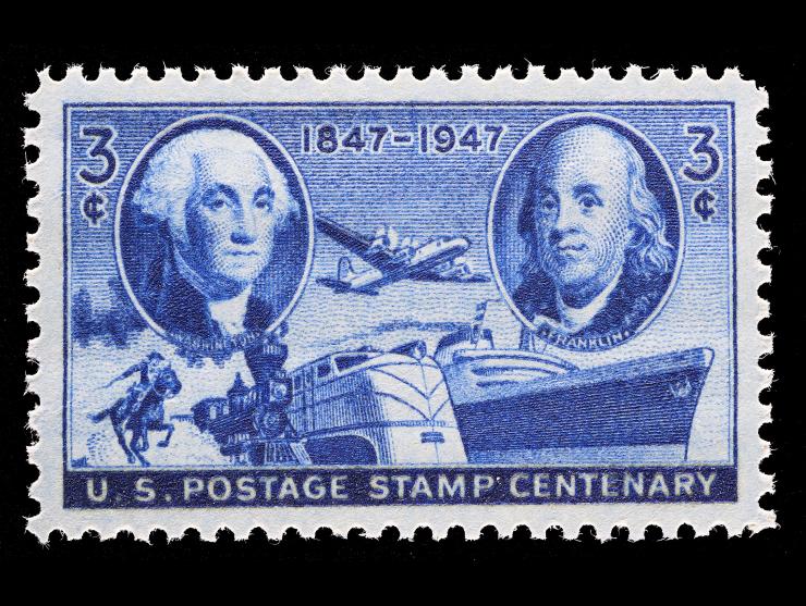 #947 1947 3c Deep Blue, Unused, NH