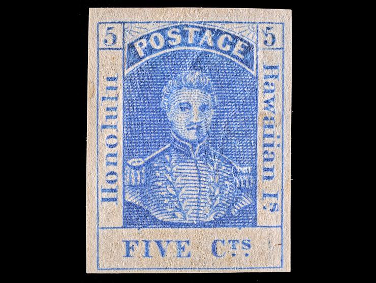 Hawaii #10, 1868 5c Blue, Position 1, Unused, OG