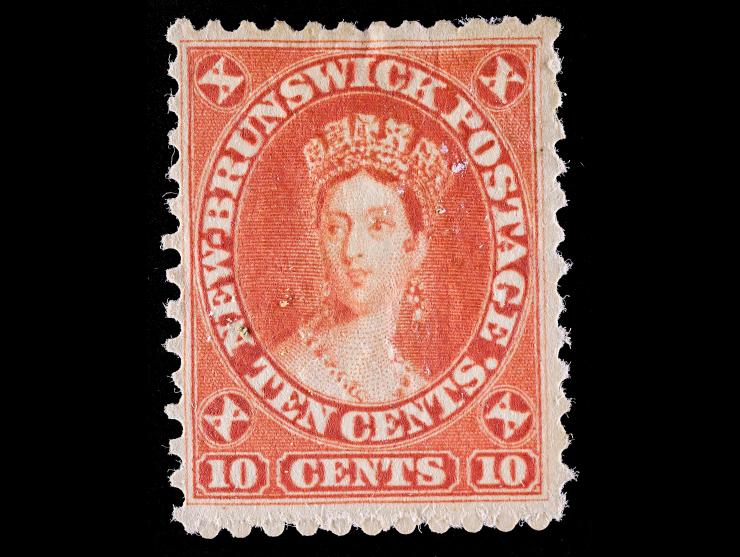 New Brunswick #9 1860 10c Vermilion, Unused, OG