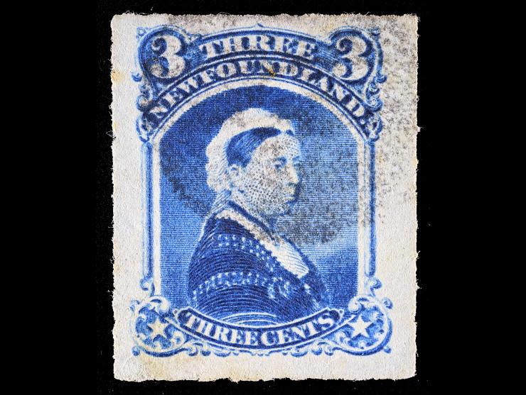 Newfoundland #39 1877 3c Blue, Rouletted, Used