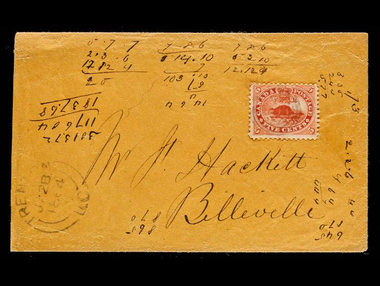 Canada #15 1859 5c with Target Cancel on 1864 Cover to Belleville, Ontario, Canada