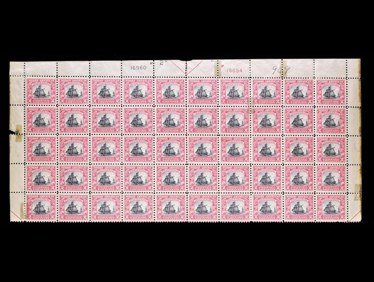 #620 1925 2c Norse-American, Plate Number Block of 50, Unused