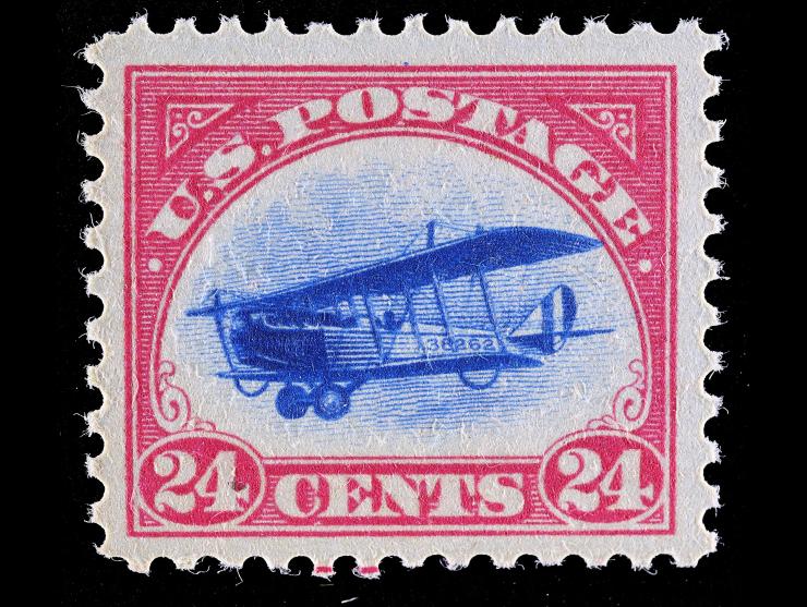 #C3 1918 24c Curtiss Jenny, Carmine Rose & Blue Airmail, Unused, NH