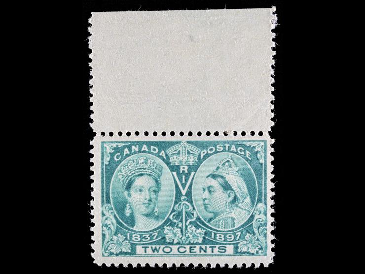 Canada #52 1897 2c Green, Queen Victoria Jubilee, Unused Sheet Margin, NH