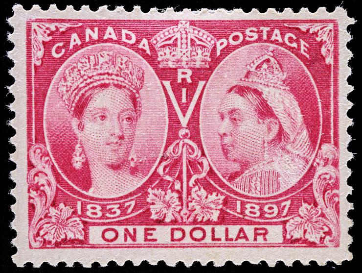 Canada #61 1897 $1 Lake, Queen Victoria Jubilee, Unused, OG