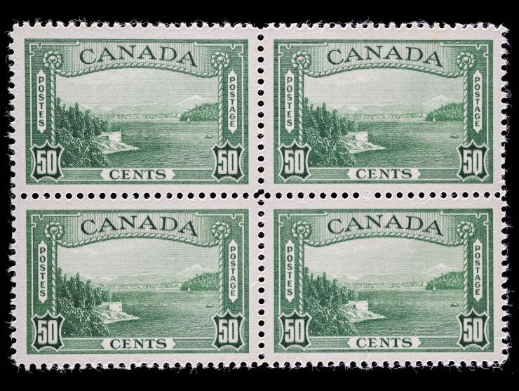 Canada #2441937-38 50c Green Pictorial, Block of Four, Unused, NH