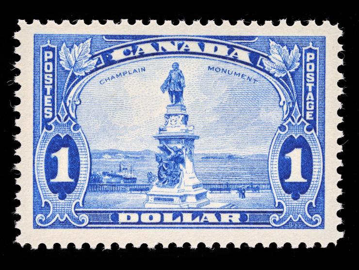 Canada #227, 1935 $1 Champlain Monument Pictorial, Unused, NH