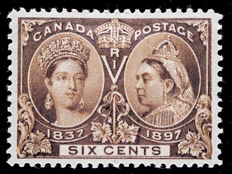 Canada #55, 6c Yellow Brown, 1897 Issue, Unused, OG