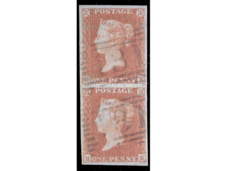 Great Britain #3, 1p Red Brown, 1841 Issue, Used, Vertical Pair