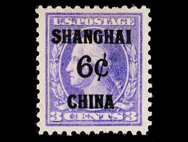 #K3 Offices in China 1919 6c on 3c Violet, Unused, OG